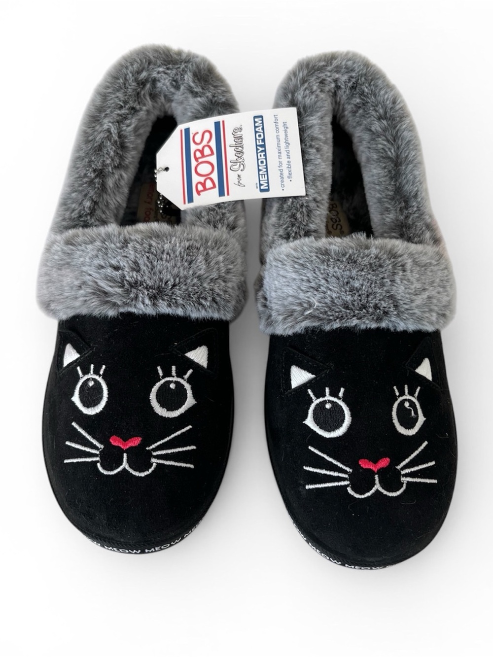 Skechers Bobs too cozy Meow fur lined cat slippers NEW 7.5